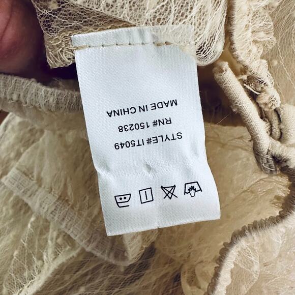 Windsor Sheer Mesh Button Top Cream Long Sleeve Romantic Fairy XS Silk Blend - Picture 6 of 9